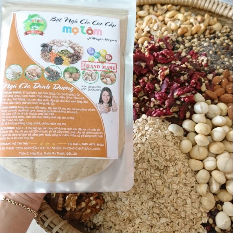 1KG BỘT NGŨ CỐC HANDMADE MẸ TÔM 17 HẠT DINH DƯỠNG, LỢI SỮA, TĂNG CÂN, GIẢM CÂN, NỘI TIẾT TỐ, BỘT ĂN DẶM