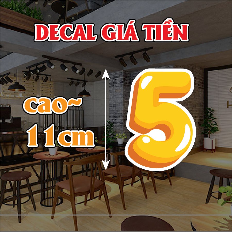 Decal Dán Giá Tiền Decal Chống Nước Trang Trí Quán Trà Sữa, Cafe, Ăn Vặt, Barber, Decal Dán Tường, Kính,...