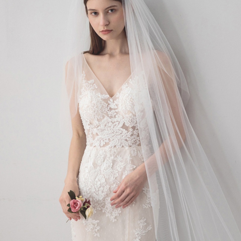 Mạng Che Mặt 2 Lớp Bằng Vải Tuyn Dài 118 Cho Cô Dâu