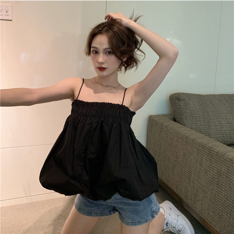 SUXI Áo Kiểu Không Tay Dáng Rộng Thiết Kế Đơn Giản Thời Trang Dành Cho Mùa Hè