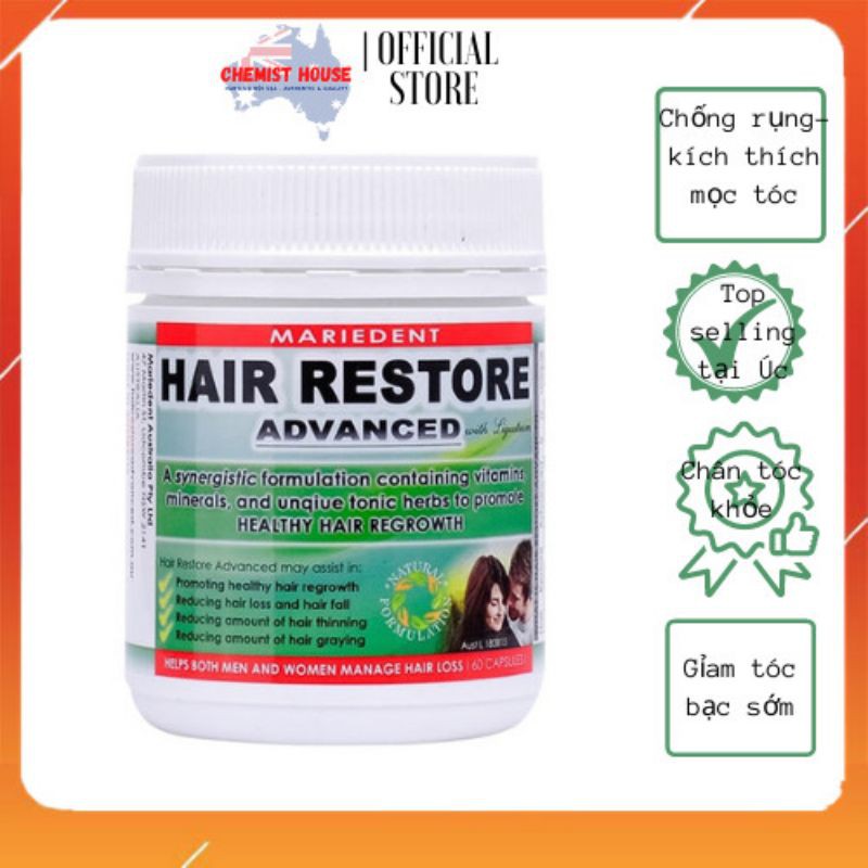 [ Q.Tân Phú] [ Hàng Chuẩn ÚC ] Hair Restore Advance - Viên uống chống rụng tóc, kích thích mọc tóc 60 viên