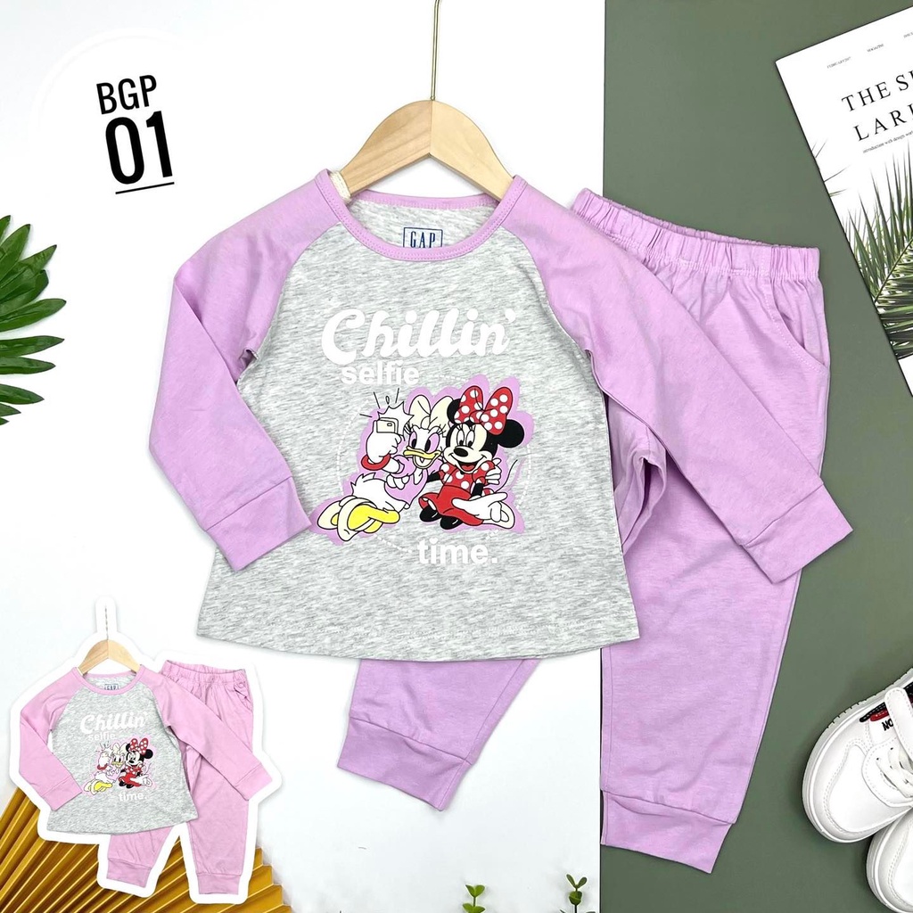 Bộ cotton dài tay bé gái 2-10y (10-30kg). Chất liệu cotton vải dư mềm mịn, thấm hút mồ hôi, co giãn tốt