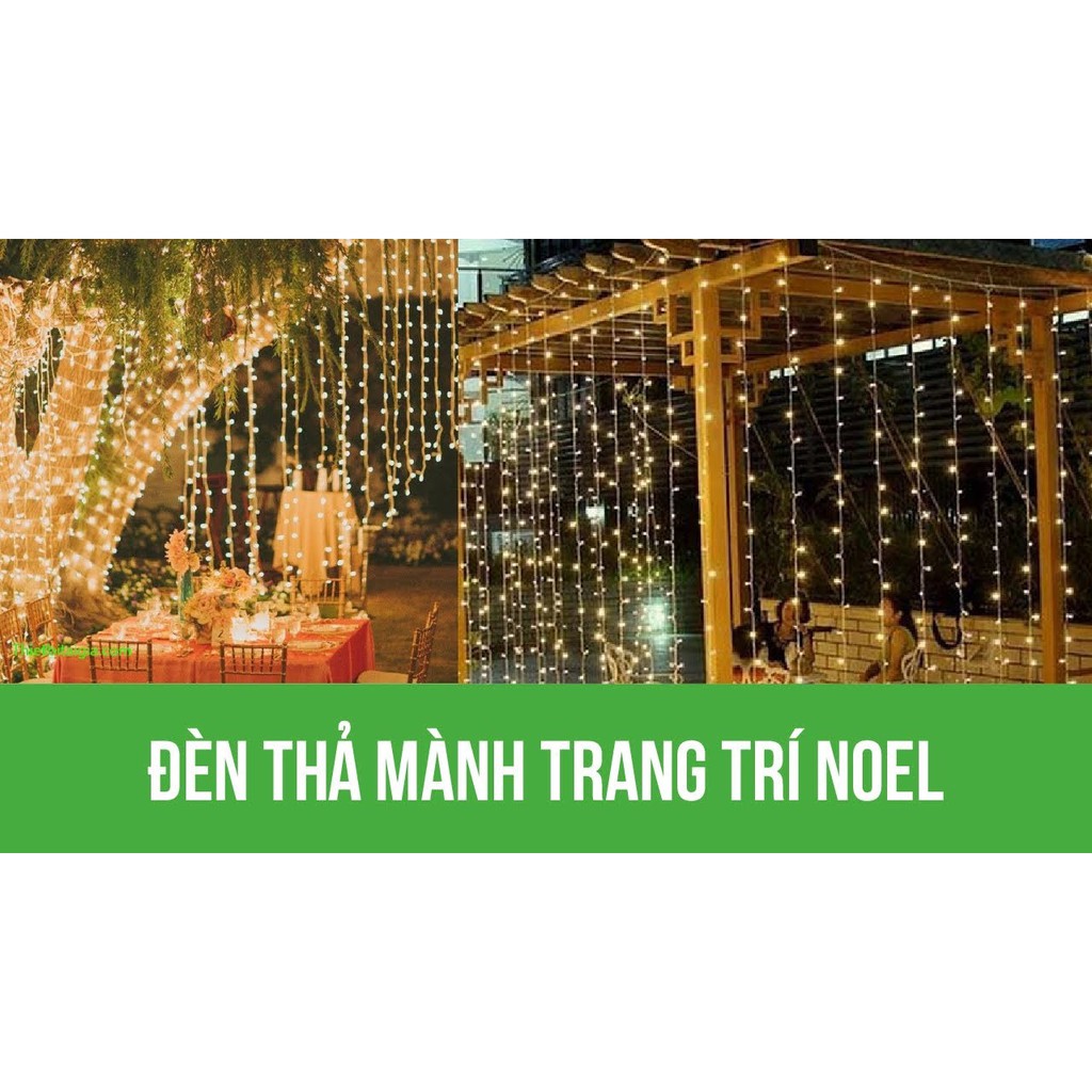 [ Hàng chất lượng ] Dây đèn LED rèm 8mx0.6m 40 sợi, dây đèn chớp tắt, đèn trang trí noel