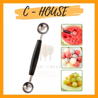 Muỗng múc kem trái cây viên tròn trang trí bằng inox bền đẹp dễ sử dụng