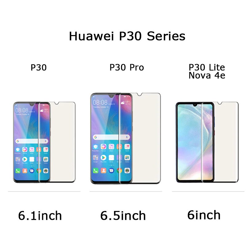 Miếng Dán Kính Cường Lực Full Màn 9D Cho Huawei P30 - Đen