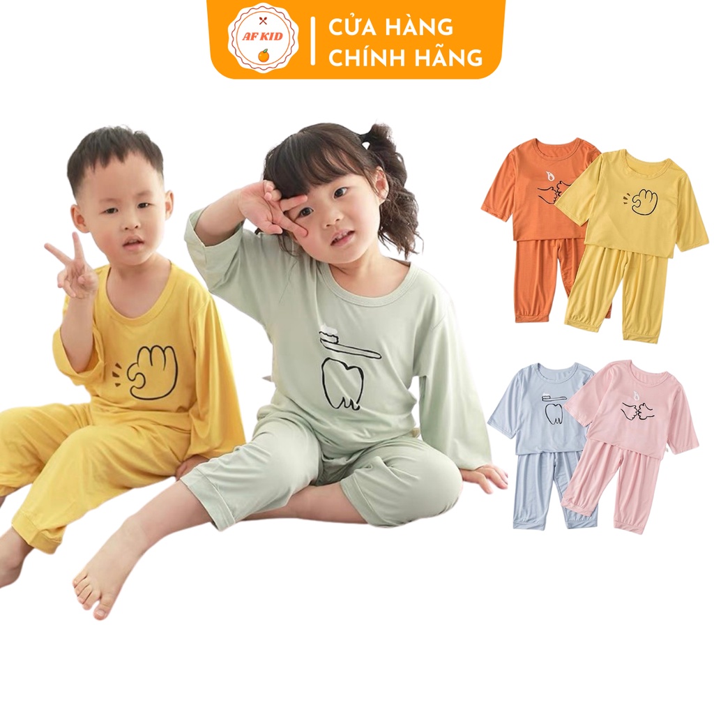 Bộ quần áo trẻ em dài tay Minky Mom Đánh Răng cao cấp cho bé chất thun lạnh mềm mịn thoáng mát size từ 6-20kg