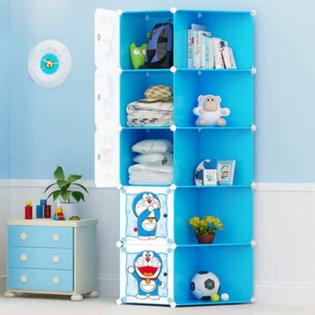 Tủ nhựa ghép- kệ để đồ 10 ô( gồm 5 ô đựng đồ và 5 kệ góc).