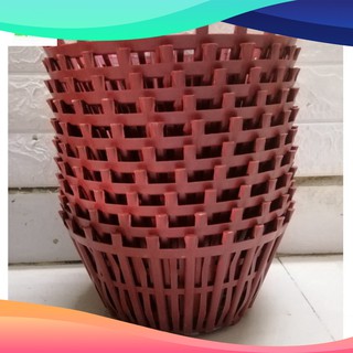 10 chậu nhựa gỉa gỗ trồng lan fi 26 có nan phụ_nsx bình thuận plastics! - màu đỏ mận