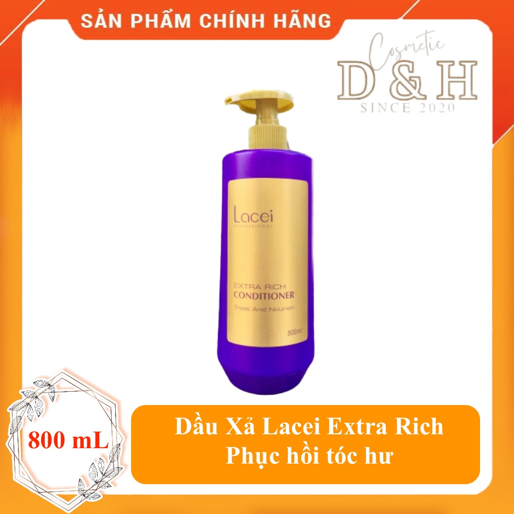 Dầu xả Lacei Extra Rich 800ml giúp tóc mềm mượt chắc khỏe, suôn mượt óng ả, cải thiện khô xơ, hư tổn