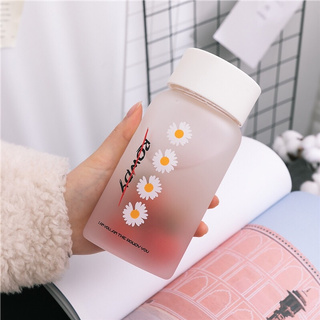 Bình Nước Thủy Tinh Chịu Nhiệt Dễ Thương Kèm Móc Khoá Hoa Cúc