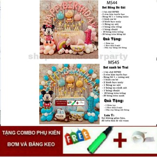 [ Tặng Bơm+Keo] Set Bóng thôi nôi bé gái bé trai tuổi chuột trang trí sinh nhật