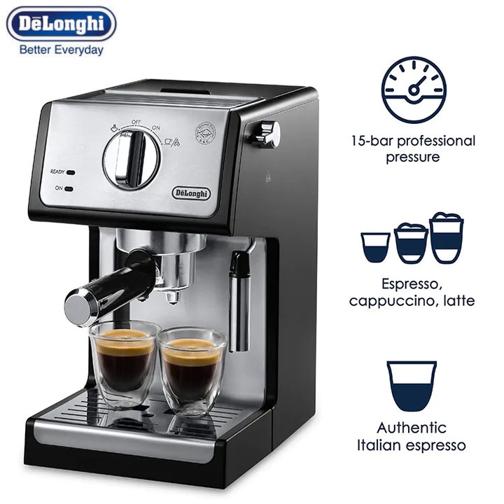 Máy pha cà phê Espresso Delonghi ECP35.31 Áp suất 15 bar, công suất 1100W - HÀNG CHÍNH HÃNG BẢO HÀNH 1 NĂM