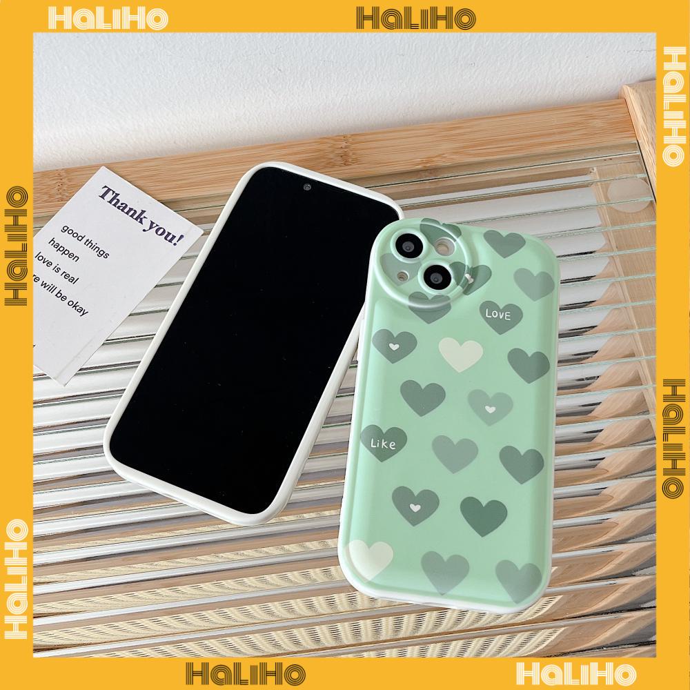 iPhone Case TPU Silicone Soft Case Airbag Shockproof Protection Camera Green Heart Compatible For iPhone 11 Pro Max 13 Pro Max 12 Pro Max 7Plus xr XS Max