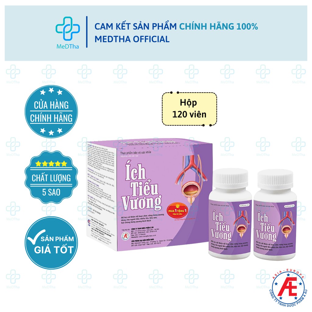 Ích Tiểu Vương - Hỗ trợ Giảm Tiểu Đêm, Tiểu Són, Tiểu nhiều lần, Rối loạn chức năng Bàng Quang (Hộp 120v) [Chính Hãng]