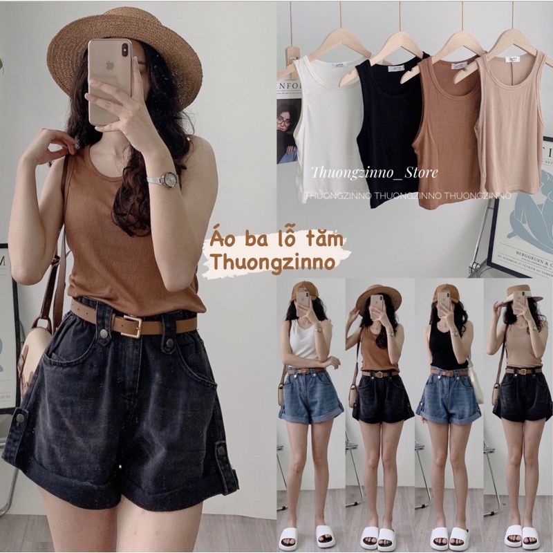 [Có SẴN] Áo croptop ba lỗ mẫu mơi chất tăm - Áo ba lỗ tông màu vintage Hàn Quốc
