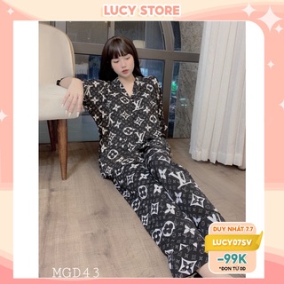 Đồ mặc nhà bộ ngủ pijama dài tay nữ lụa mango cao cấp thoáng mát Lucy Store
