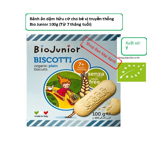 Bánh ăn dặm hữu cơ cho bé vị truyền thống Bio Junior 100g (Từ 7 tháng tuổi)