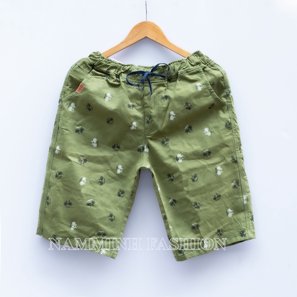 Quần Short Kaki Bé Trai  Lưng Thun Có Dây Rút Chất Vải Co Dãn