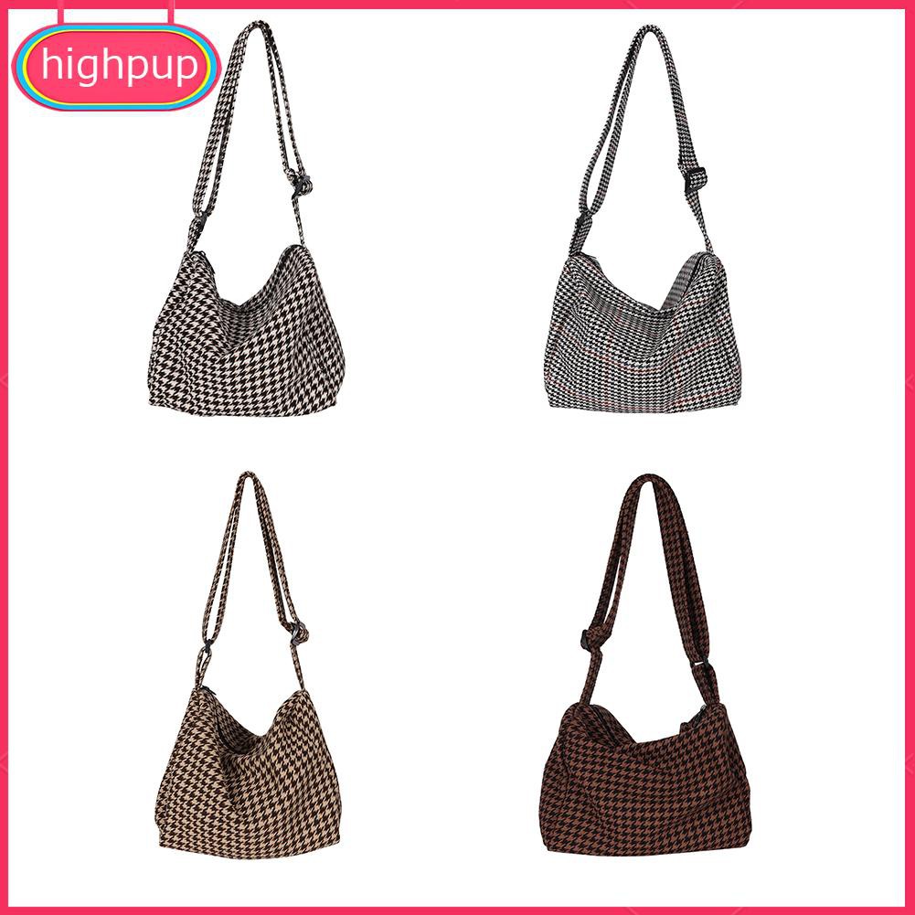 Túi Tote Đeo Vai Hoạ Tiết Sọc Ca-Rô Phong Cách Vintage