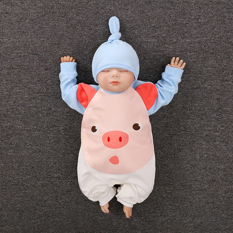 Body cotton dài tay kèm mũ cho bé trai bé gái