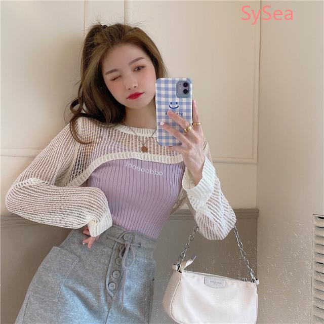 Set áo len không tay và khoác thời trang mùa thu dành cho nữ