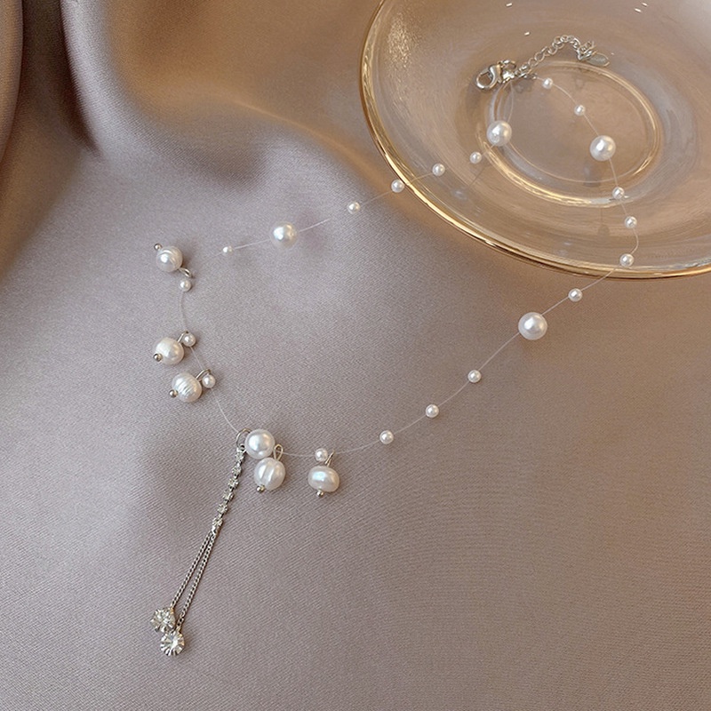 Vòng cổ Mặt Hình Giọt Nước Đính Ngọc Trai Và Kim Cương Lấp Lánh Sang Trọng