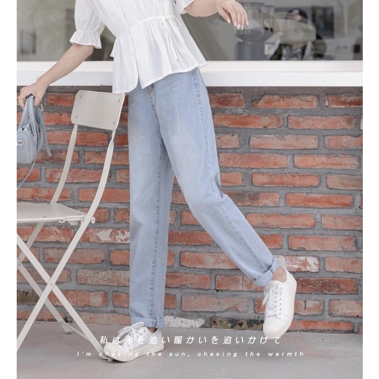 Quần jeans ống suông rộng nữ cạp cao, Quần bò nu ống rộng lưng cao, vải jean dày đẹp ,dáng suông - QT11 | BigBuy360 - bigbuy360.vn