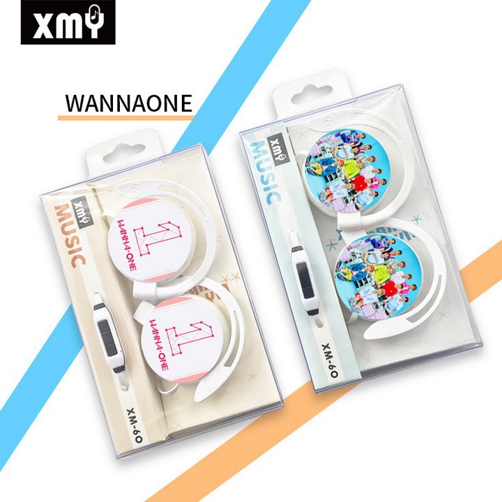 Tai nghe Wanna One mẫu kẹp tai tròn tiện lợi, thiết kế thông minh cắm dây có mic