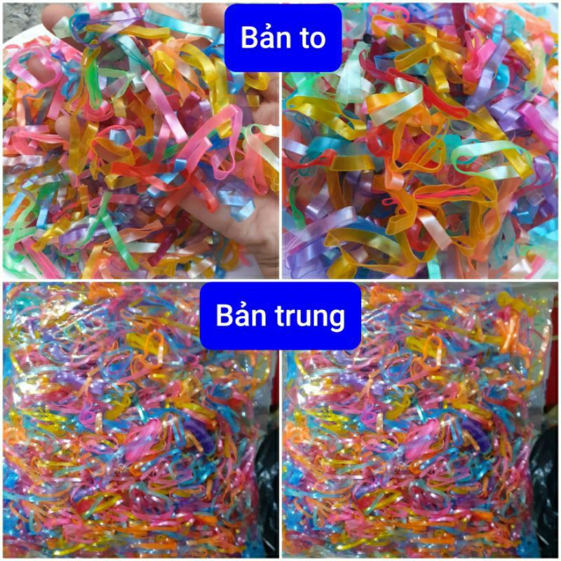 Sỉ 1kg thun cột tóc màu nhũ (Bản đại/Bản trung)