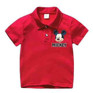 Áo thun cổ trụ thêu Mickey cho bé 8-42kg (3 màu)