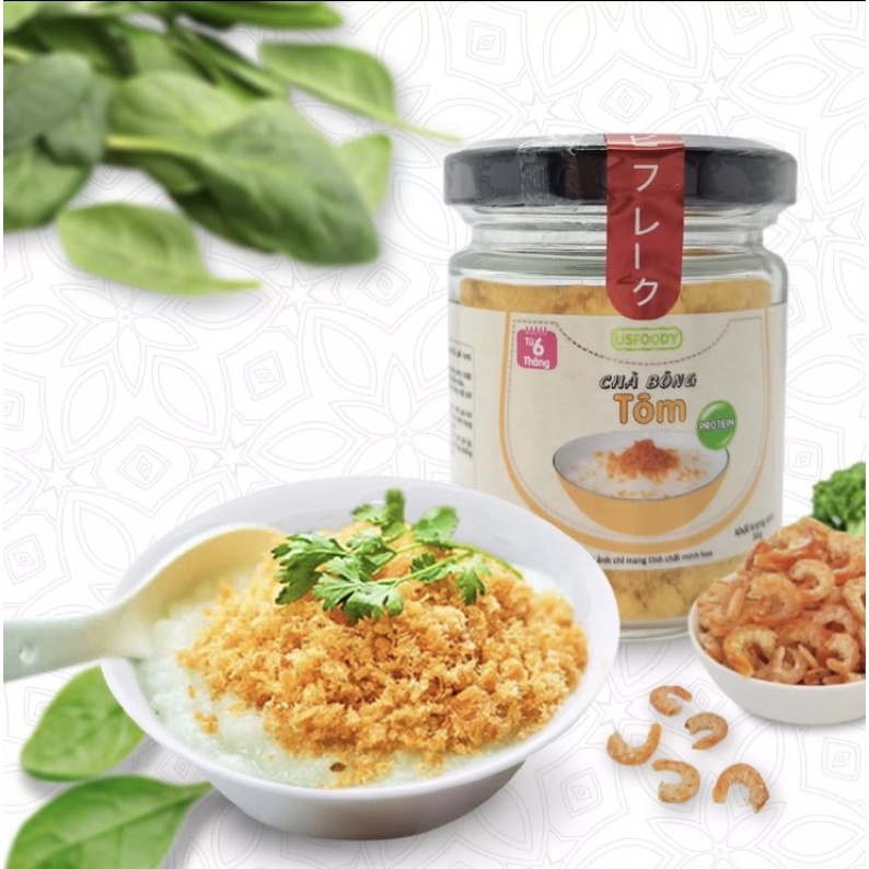 Ruốc nhật, chà bông, bột thịt tôm/ cá hồi/ cá lóc Usfood cho trẻ từ 6 tháng trở lên.