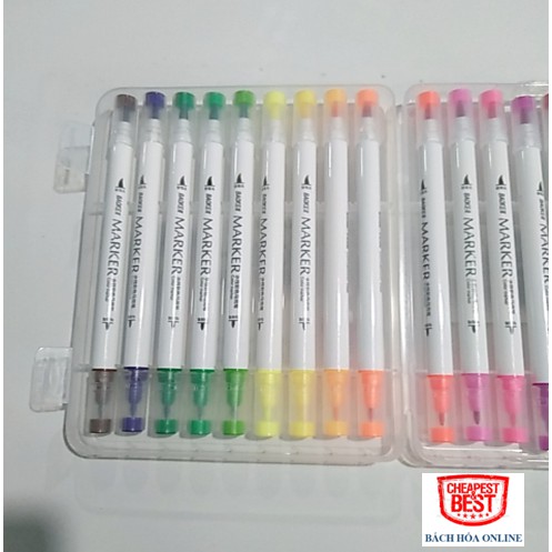 [FREESHIP EXTAR] Bút Marker, Lông Màu, Highlighter, Calligraphy 18 Màu, Nhỏ Gọn, Xinh Xắn, 2 Đầu BaoKe Ms 298-18