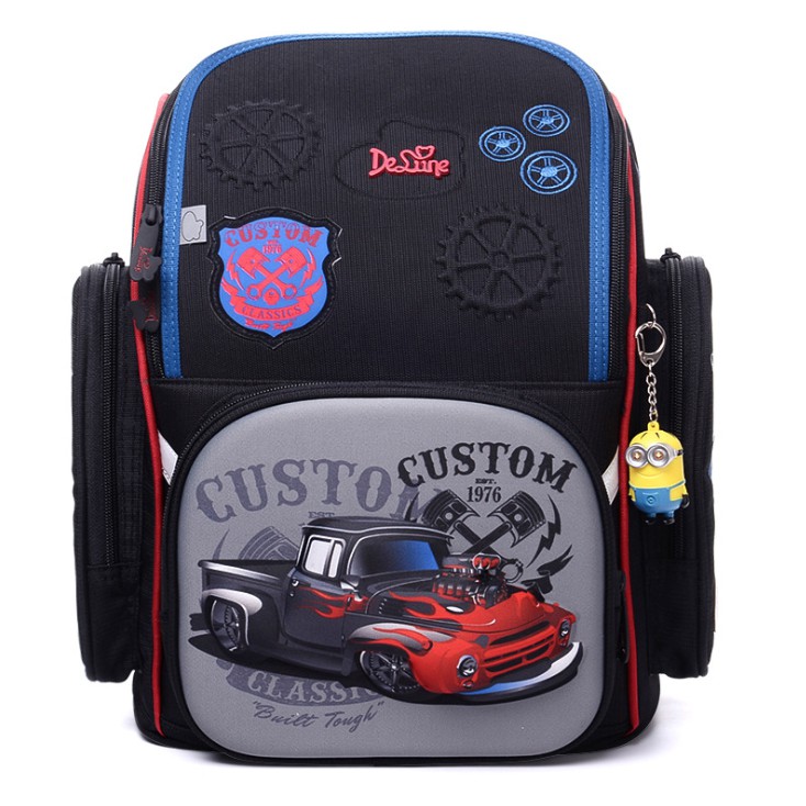 Balo chống gù lưng Delune Nga hình mẫu siêu xe 3d cực nhẹ, chống thấm nước cho bé cấp 1