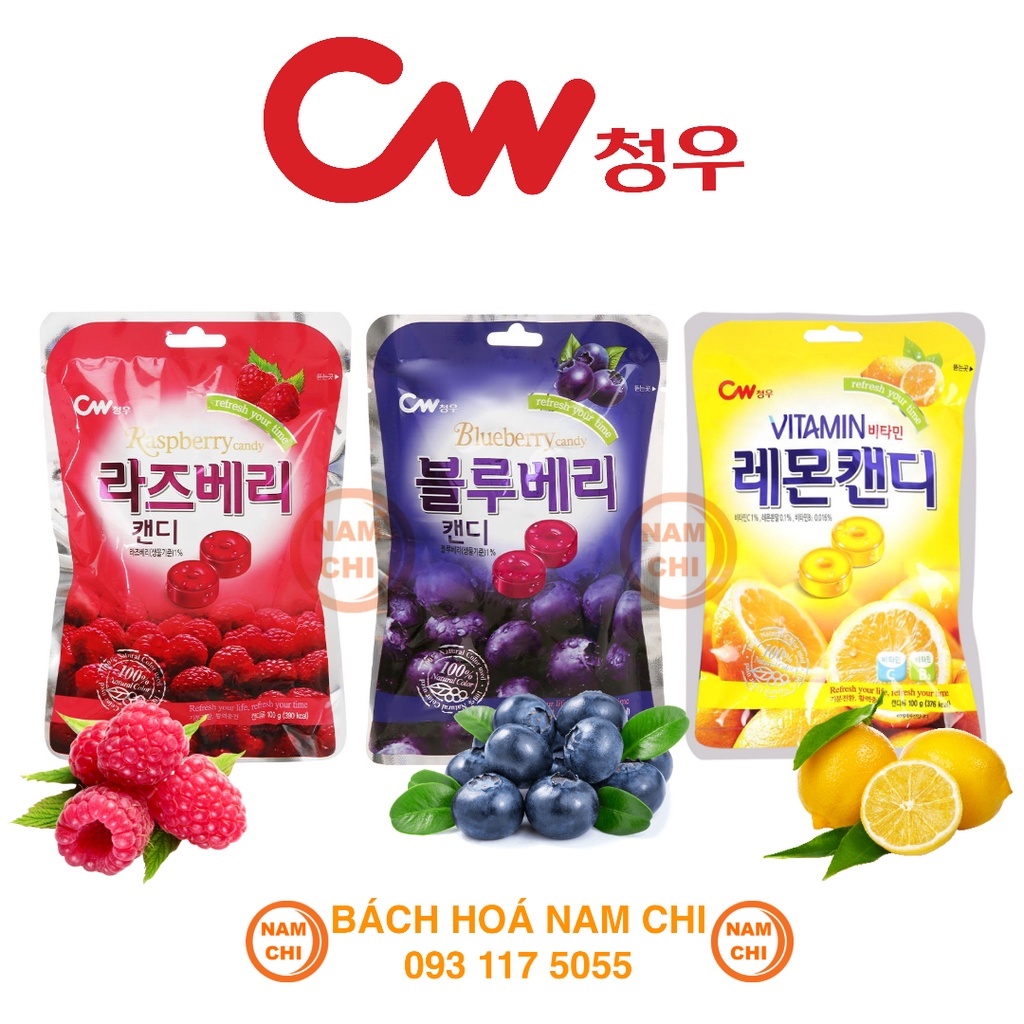 Kẹo Cứng CW Hàn Quốc Với 3 Vị Raspberry Blueberry Lemon - Hàn Quốc