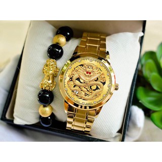 Đồng hồ nam Bosck mặt rồng dây thép tặng vòng tay