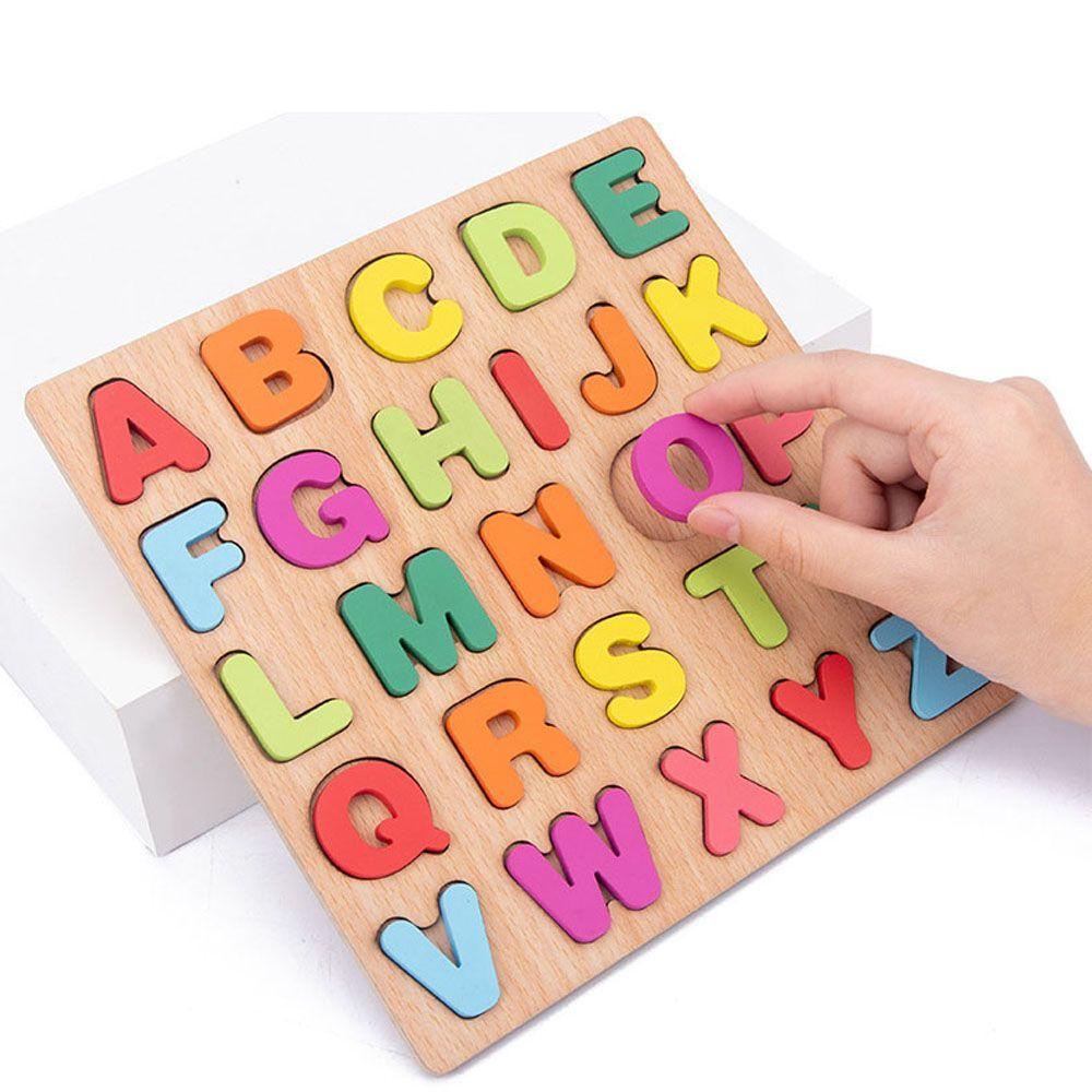 Bộ Đồ Chơi Lắp Ráp Bảng Chữ Cái Và Số 3D Bằng Gỗ Giáo Dục Sớm Cho Bé REBUY1