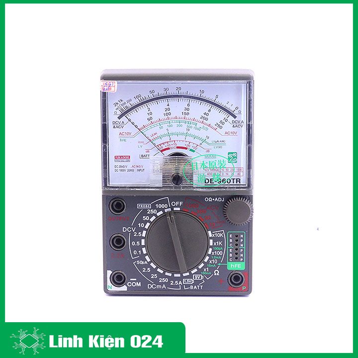 Đồng hồ kim Multitester DE 960TR 300G đo điện vạn năng tặng kèm 1 pin 9V + 2 pin 1,5V AA