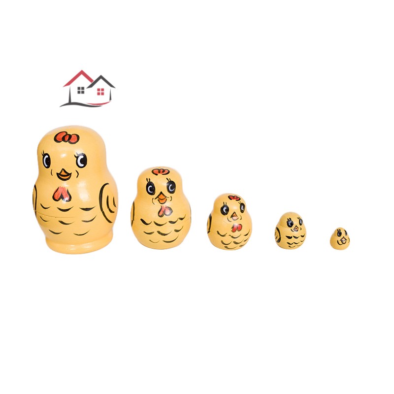 Búp Bê Nga Matryoshka 5 Lớp Bằng Gỗ Vẽ Tay Trang Trí Nhà Cửa