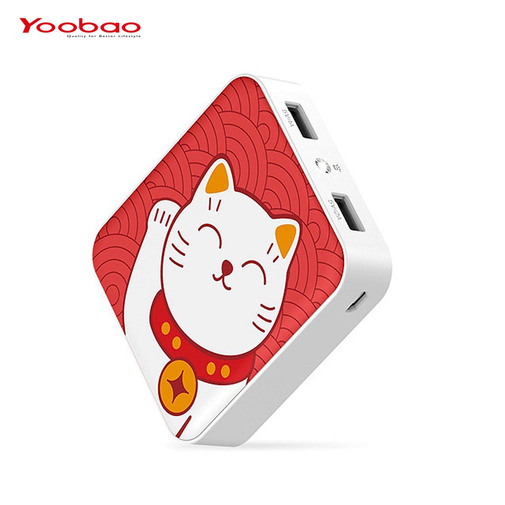 Pin dự phòng YOOBAO 10.400mAh Hình mèo chiêu tài đèn LED YB-6024 - Hàng Chính hãng