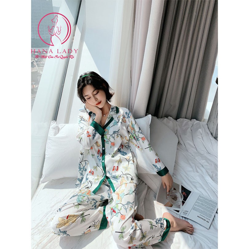 Pijama họa tiết lá viền cao cấp PJ231