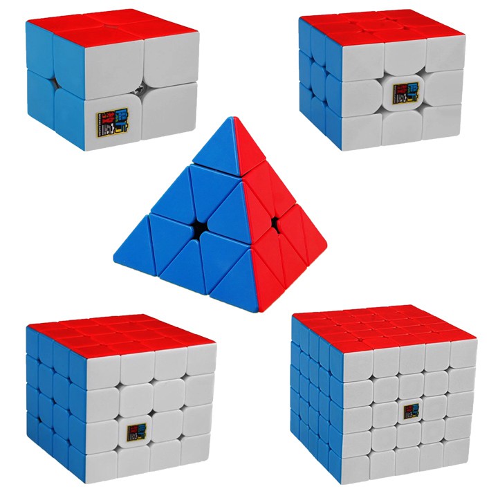 Combo 5 Rubik 2x2 3x3 4x4 5x5 Pyraminx Tam Giác Stickerless