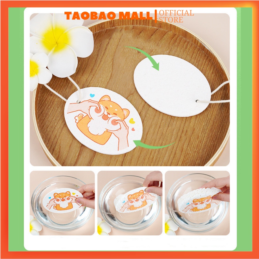 Miếng Bọt Biển Rửa Chén Dạng Nén Hoạt Hình Dễ Thương, Chống Vi Khuẩn, Có Thể Dùng Nhiều Lần