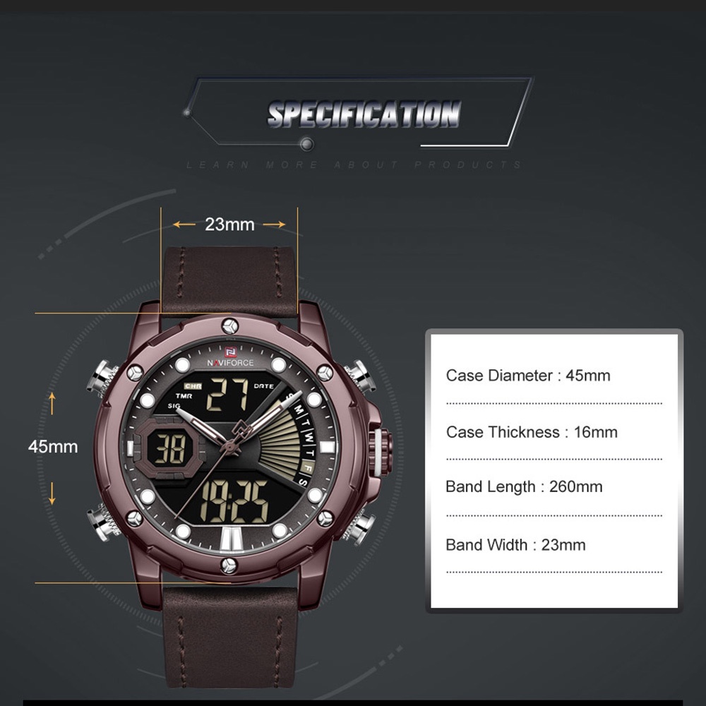 Naviforce Đồng Hồ Quartz Chạy Kim Chống Thấm Nước Với Dây Đeo Da 9172L