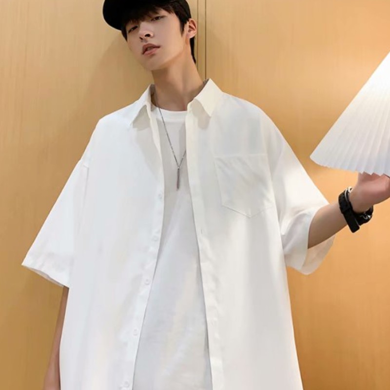 Áo Sơ Mi Nam Ngắn Tay Dáng Rộng áo sơ mi unisex Phong Cách Hàn Quốc áo sơ mi nữ Trẻ Trung sơ mi nữ form rộng thời trang áo sơ mi lụa nam