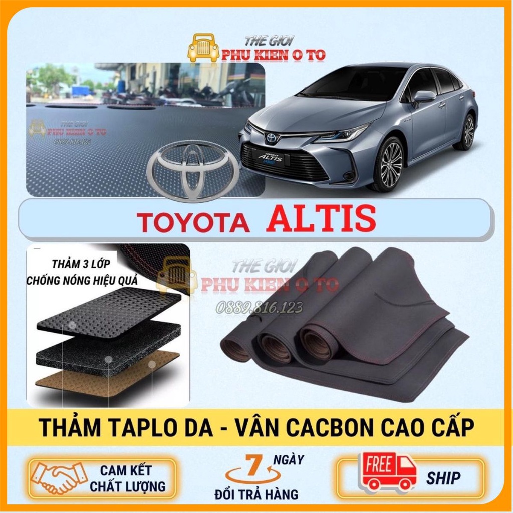 Thảm taplo Toyota ALTIS 2014 - 2021 da Cacbon cao cấp, chống nóng ô tô hiệu quả