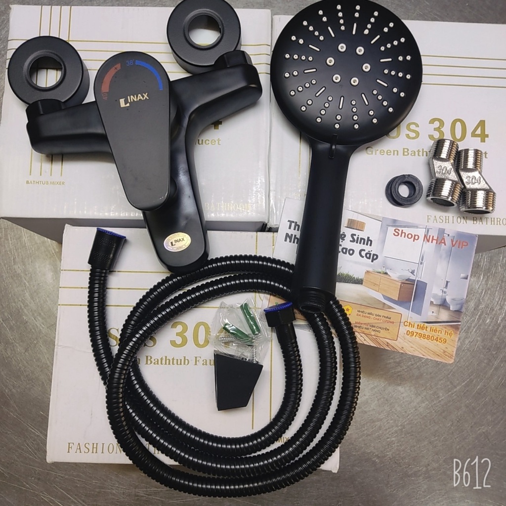 0Bộ Sen Tắm Nóng Lạnh Màu Đen,Củ Sen Tắm Nóng Lạnh Sơn Tĩnh Điện Màu Đen sang trọng,cổ điển.
