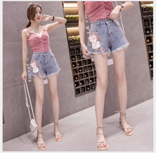[Hàng oder 10-15 ngày về] Quần short jeans hoa 3D