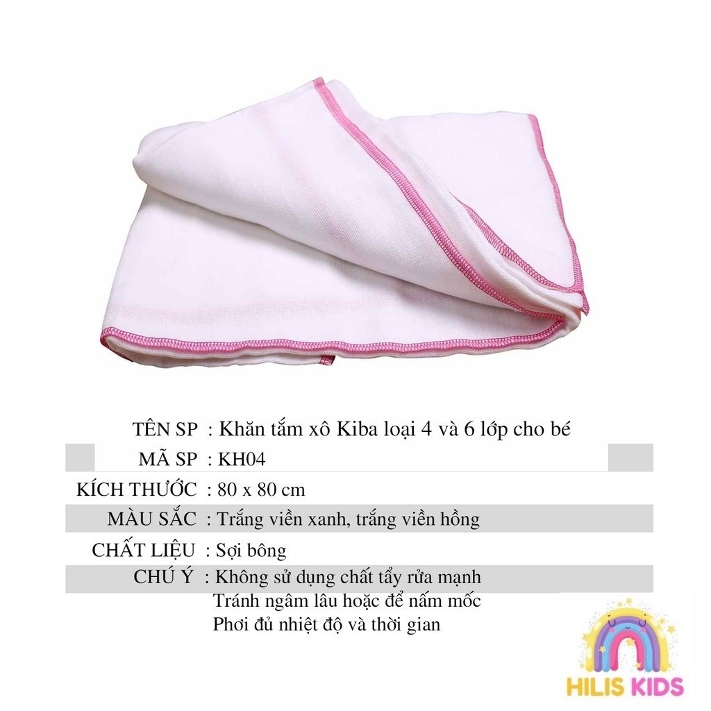 khăn tắm xô cho bé, kích thước 80x80cm Chính Hãng KiBa -  MAMI.TITI