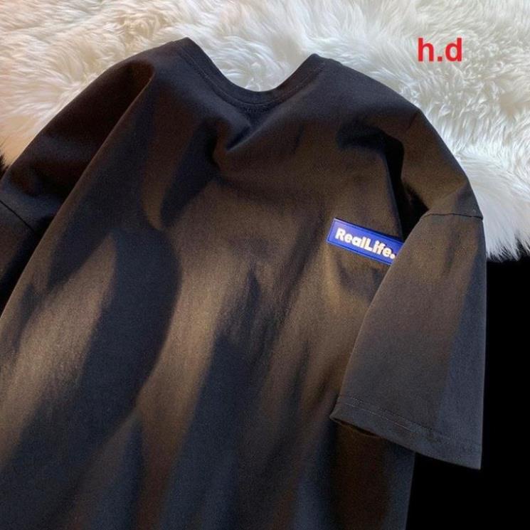 Áo phông hè logo REAL thun basic from thụng tay lỡ basic dáng UNISEx phù hợp cho cả nam và nữ