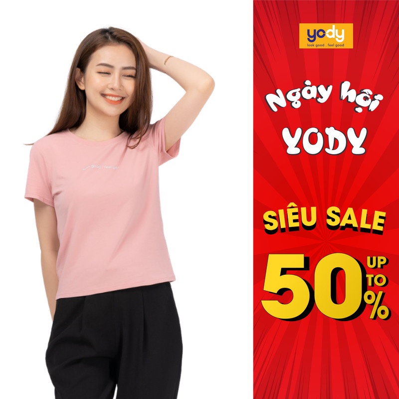 Áo phông nữ cổ tròn cotton YODY thấm hút cực tốt, thoáng mát và mềm mại - PPN4134